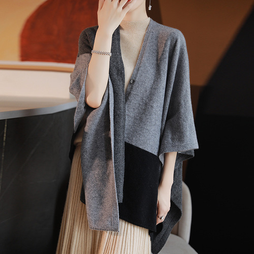 Manufacturer wholesale 100 Australian wool color matching large shawl for women  autumn and winter new warm cloak one piece drop shipping