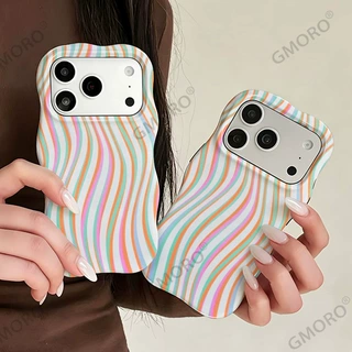 独立站爆款彩虹波浪条纹手机壳iPhone15plus菲林保护套17跨境批发