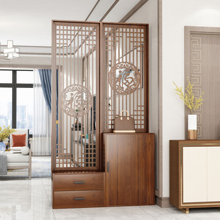 New Chinese Style Multifunctional Screen Partition Living Room Shoe Cabinet Entrance Cabinet Removable Simple Modern Wooden Screen Decoration