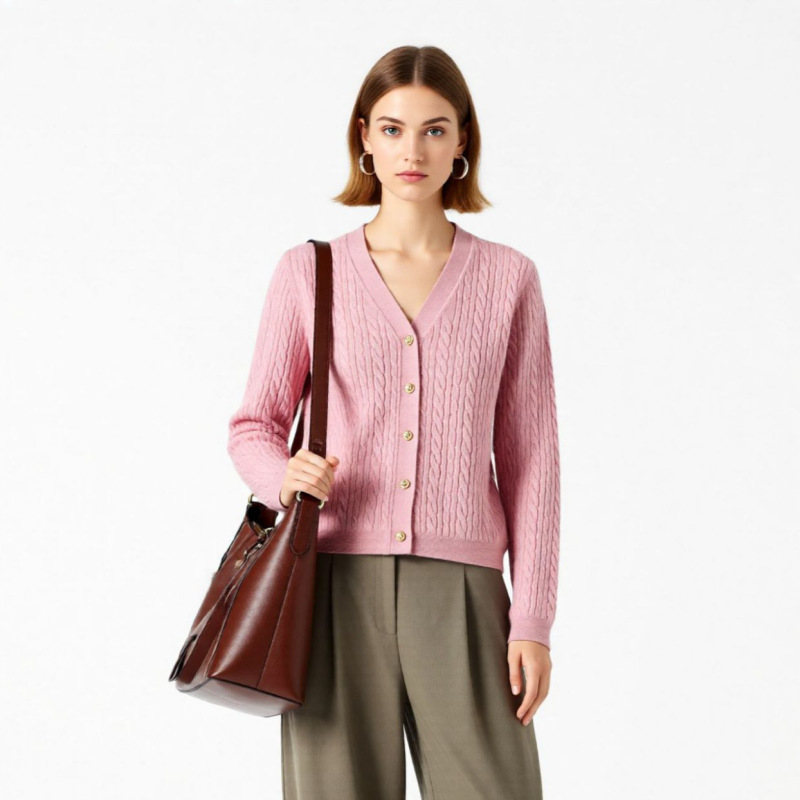 Early Autumn Women's Lp Same Style 100 Merino Sheep Wool V-Neck Knitwear Knitwear Women's Retro Cable Knit Cardigan Jacket Early Autumn Women's Lp Same Style 100 Merino Sheep Wool V-Neck Knitwear Knitwear Women's Retro Cable Knit Cardigan Jacket