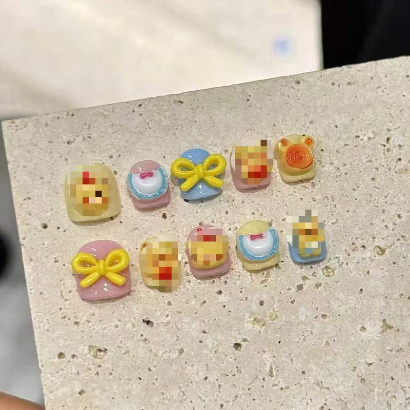 Yihe 1-3 Year Old Children's Handmade Wearable Nail Stickers with Yellow Bear Cute Cartoon Design, Fun and Adorable Nail Patches Wholesale Yihe 1-3 Year Old Children's Handmade Wearable Nail Stickers with Yellow Bear Cute Cartoon Design, Fun and Adorable Nail Patches Wholesale