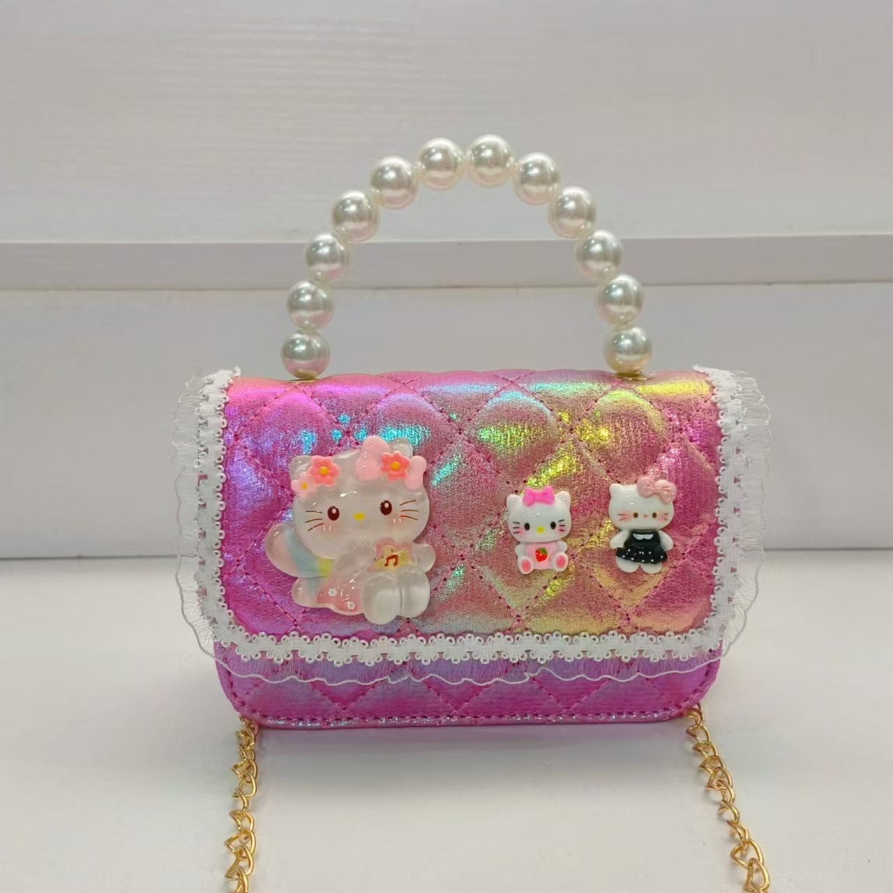 Bolso de mano de perlas, bolso de hombro, bolso para niños, bolso de cambio, bolso de accesorios, bolso de Año Nuevo, bolso de cadena, bolso pequeño