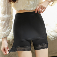 双层遮挡三角区防走光安全裤女夏莫代尔蕾丝无痕不卷边透气打底裤