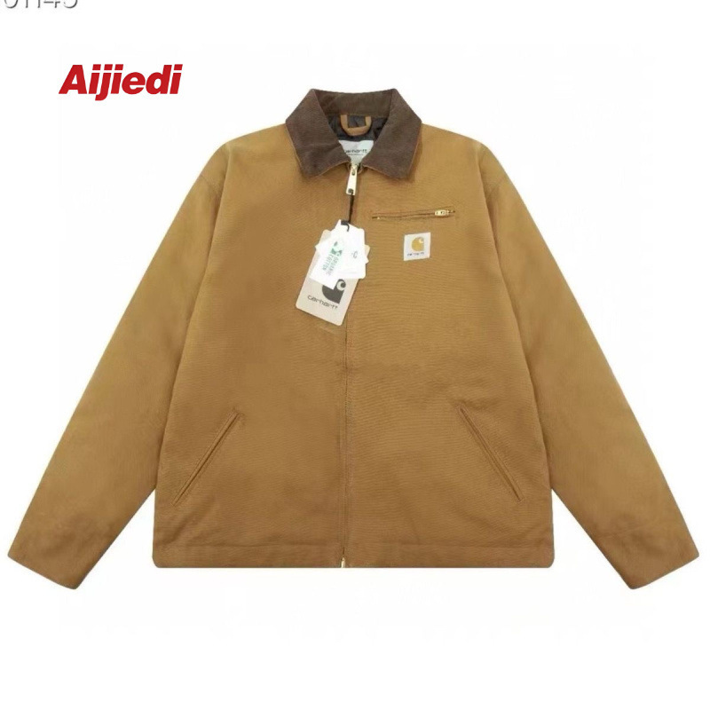 Solid Color Lapel Jacket Men's Trendy Brand Outerwear Vintage Detroit American Carhartt Washed Workwear European and American Cross-Border Clothing