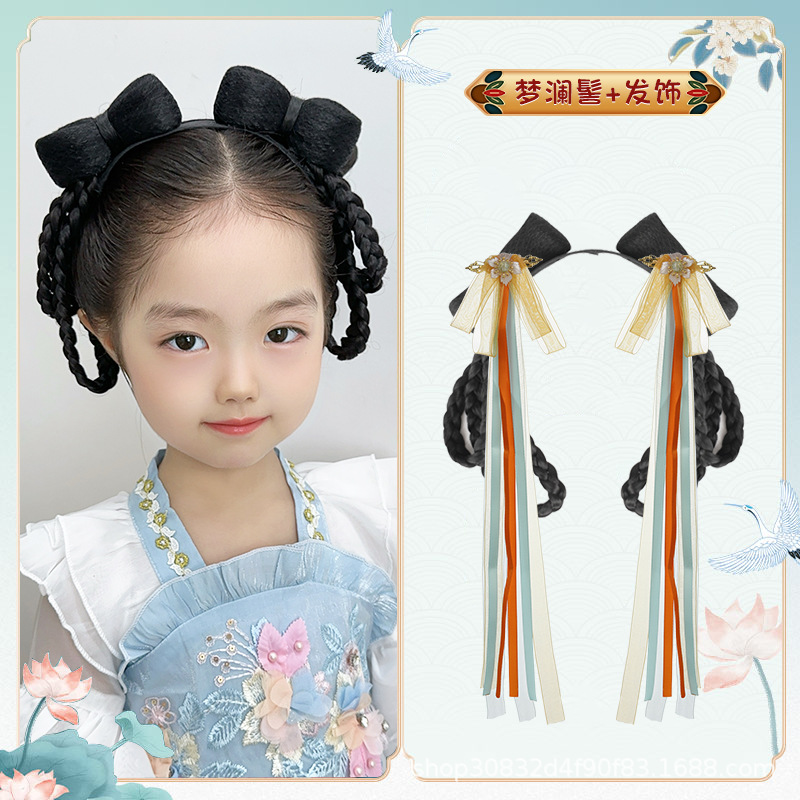 Menglan Bun + 요정 사슴 깃발 헤어 액세서리 한 쌍