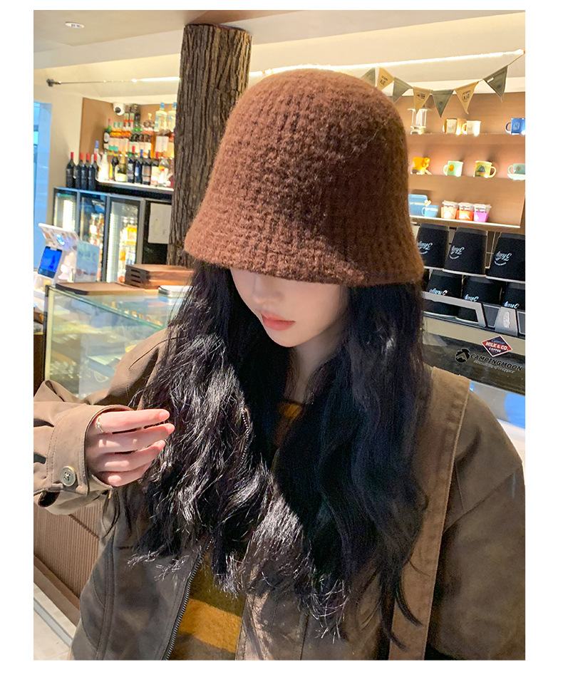 Knitted Hat Children's New Autumn and Winter Face Show Small Solid Color Simple Wool Bucket Hat Warm and Fashionable_voghion.com