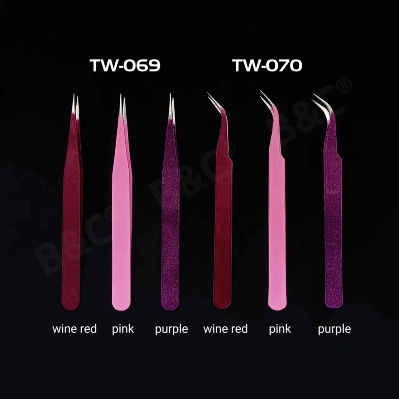 美典彩色不锈钢多功能夹子防静电镊子美甲夹子工具夹磨尾尖夹