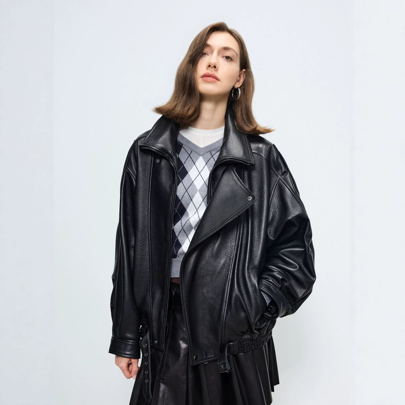 2026 Autumn/Winter New Imported Sheepskin Leather Jacket, Lambskin Leather, High-Quality Genuine Leather Coat for Women, Oversized Style 2026 Autumn/Winter New Imported Sheepskin Leather Jacket, Lambskin Leather, High-Quality Genuine Leather Coat for Women, Oversized Style