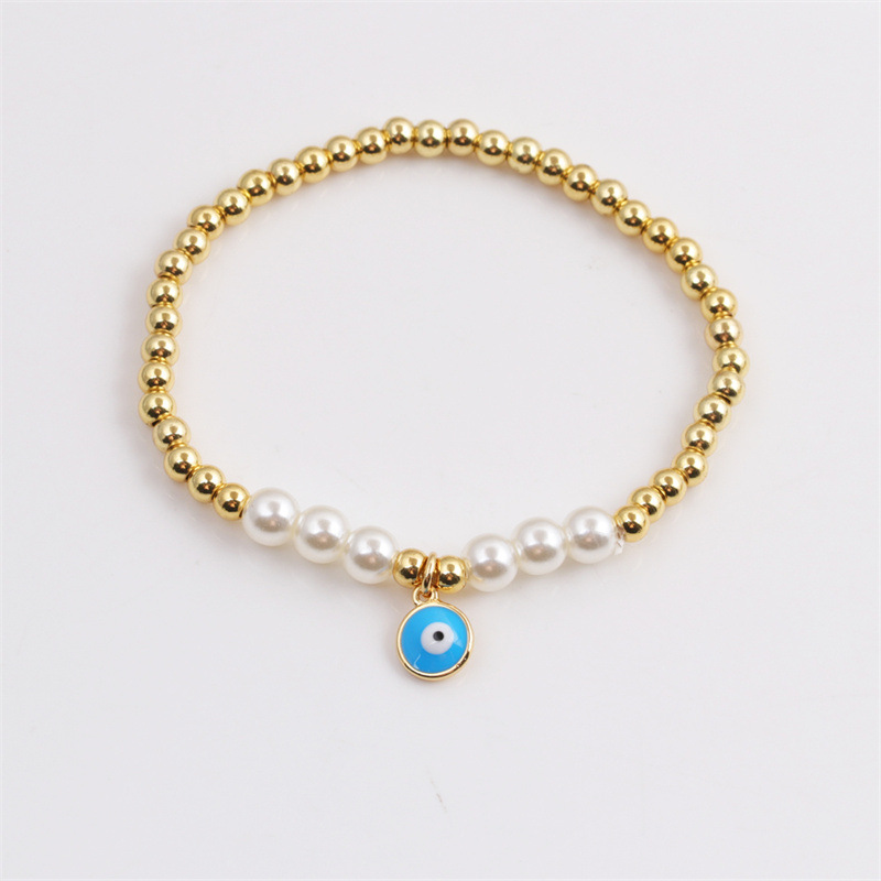 Korean copper-plated real gold dripping oil devilu0027s eye beads bracelet wholesale Nihaojewelry