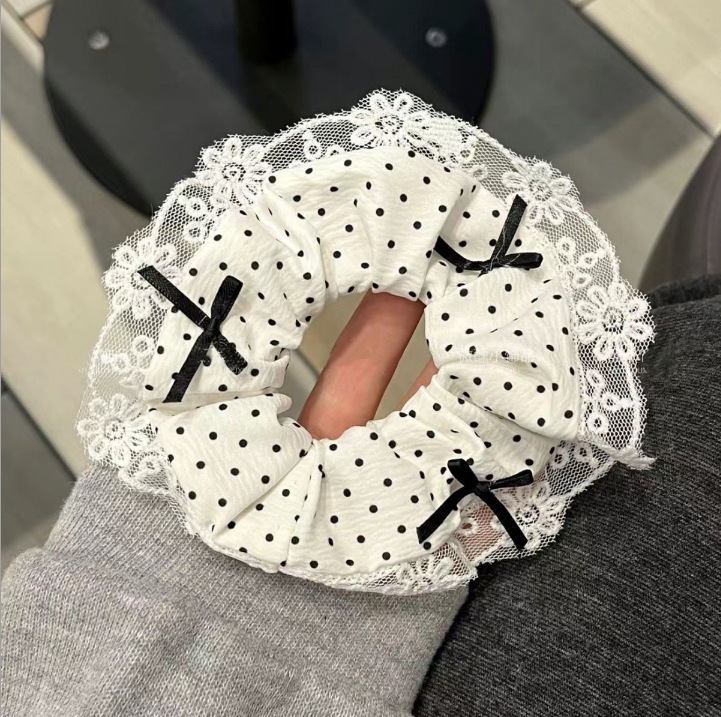 少女心樱桃大肠发圈韩系蕾丝头绳高级感温柔丸子头皮筋发绳女特|undefined