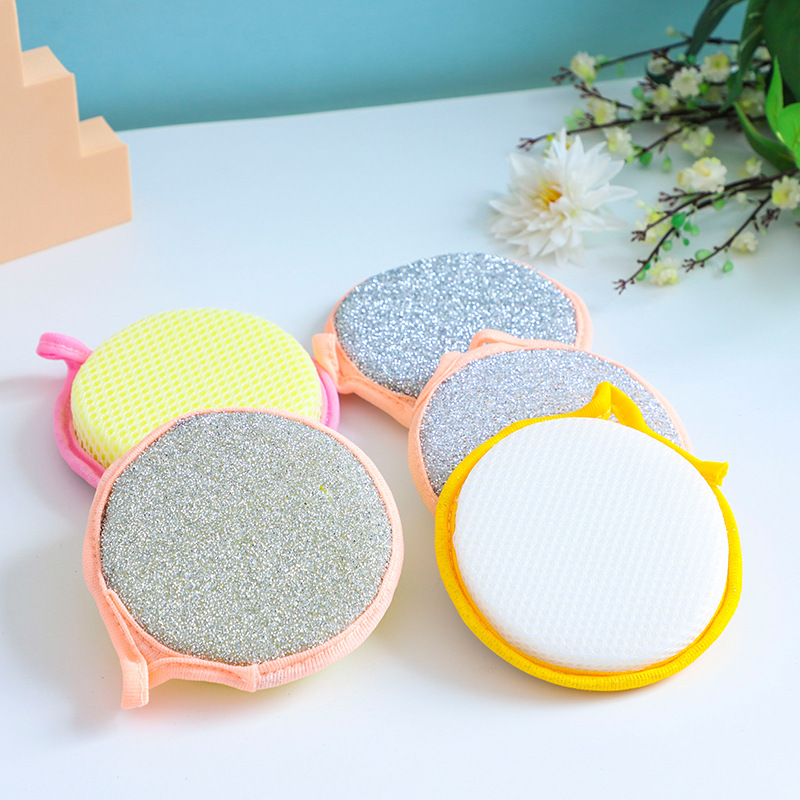 Double-Sided Round Sponge Towel for Washing Dishes, Kitchen Cleaning Sponge, Non-Stick Oil Dishcloth