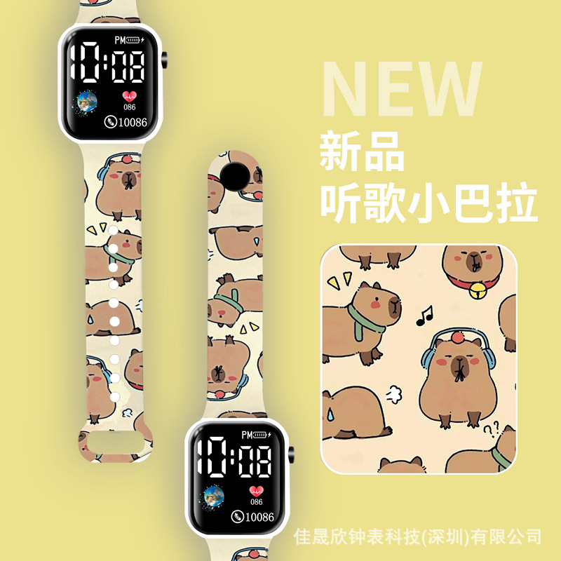 Nuevo reloj digital LED con estampado de dibujos animados para estudiantes de primaria y secundaria, reloj personalizado, marca de moda, reloj infantil bonito y divertido