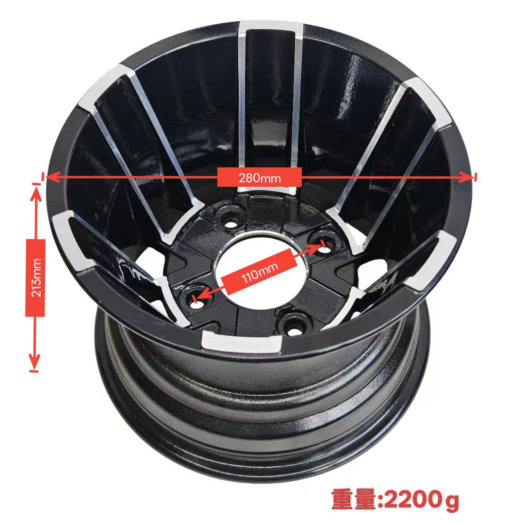 Aluminum Alloy Wheel Rims for Four-Wheel Beach Vehicles, Black and Silver Dual-Color Atv/Utv Wheels, Wholesale Parts for Off-Road Motorcycles