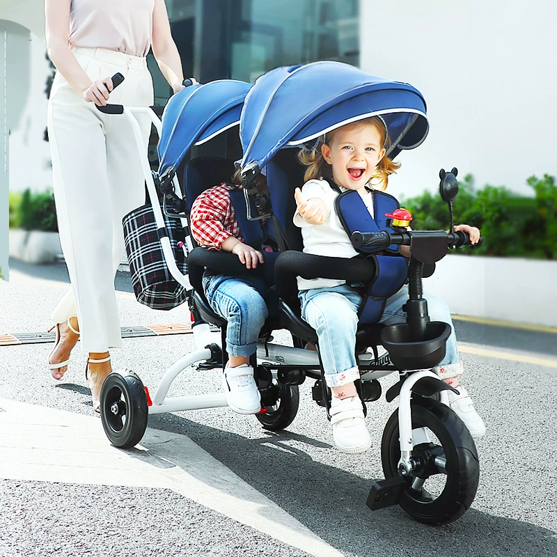 Детский трехколесный велосипед для близнецов, коляска, 1–5 лет