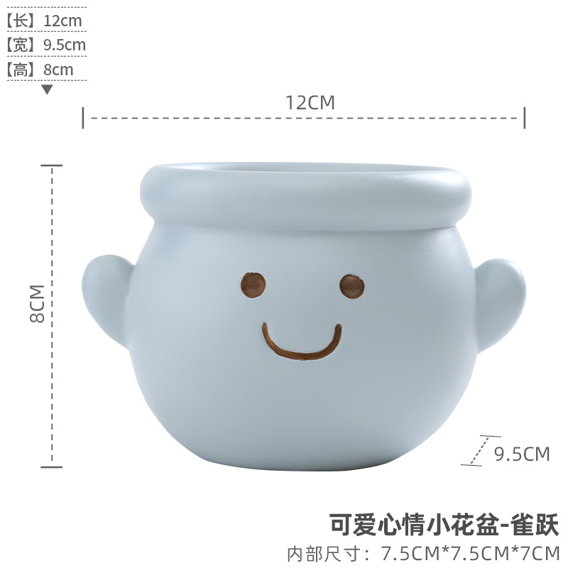 Chậu cây mọng nước mặt cười resin, chậu mini để bàn, trang trí sân vườn và ban công (RG-75)