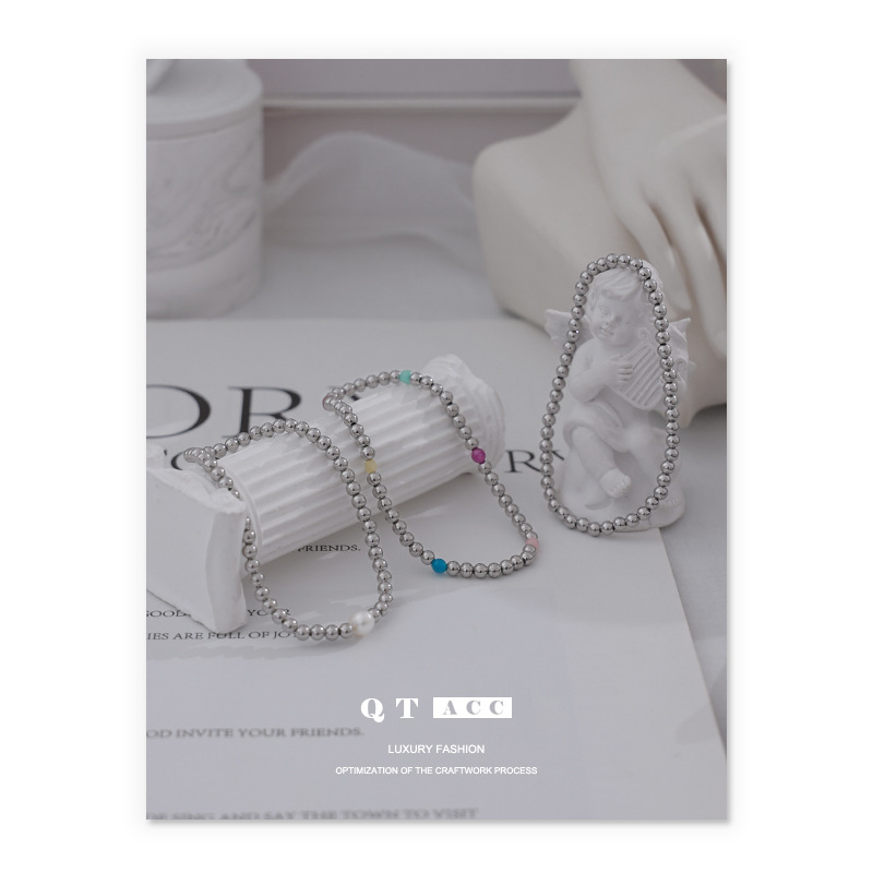 De Acero de titanio de moda fresco hip hop estilo Piedra Natural apilados de perlas de agua dulce natural pulsera textura ins pulsera para hombres y mujeres