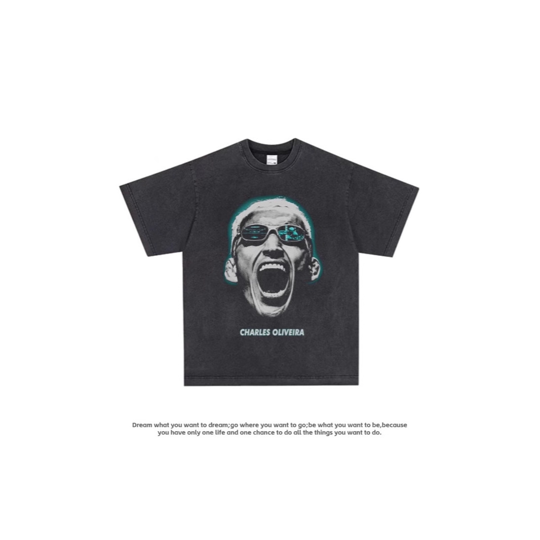 Oliveira Black Dragon Tyson Perera Printed T-Shirt American Cotton Short-Sleeved Men's Ufc Fighting Boxing Top