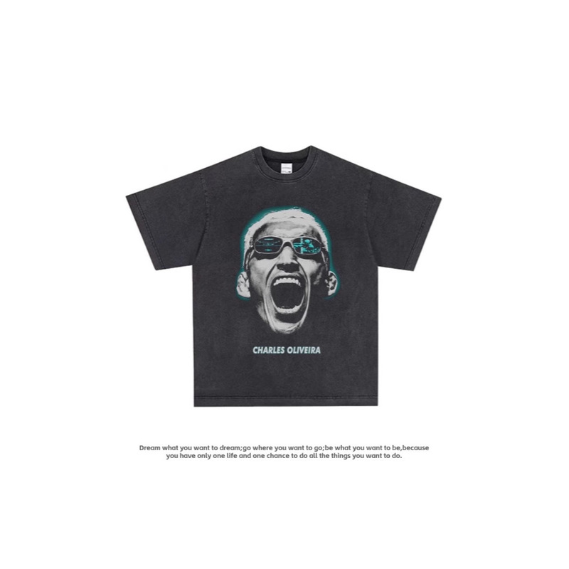 Oliveira Black Dragon Tyson Perera Printed T-Shirt American Cotton Short-Sleeved Men's Ufc Fighting Boxing Top