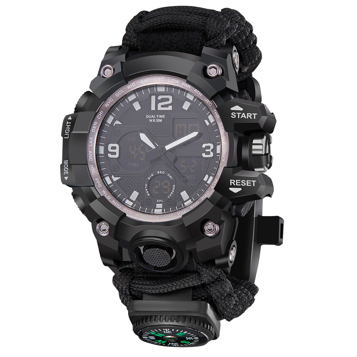 Táctico camuflaje al aire libre deportivo reloj multifuncional moda cool reloj despertador impermeable reloj electrónico para hombres
