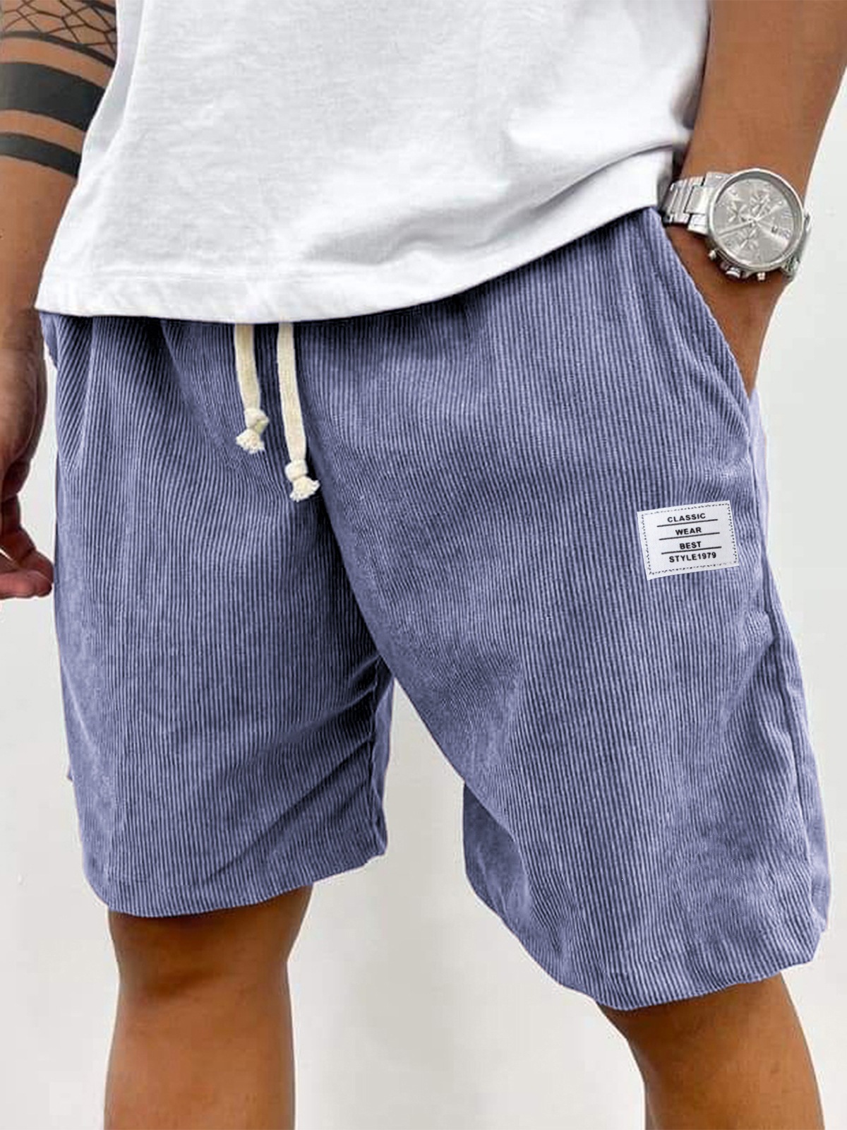 Men's Casual Drawstring Shorts New Style Versatile Trendy Five Point Pants Thin Pocket White Label_viptrois.com