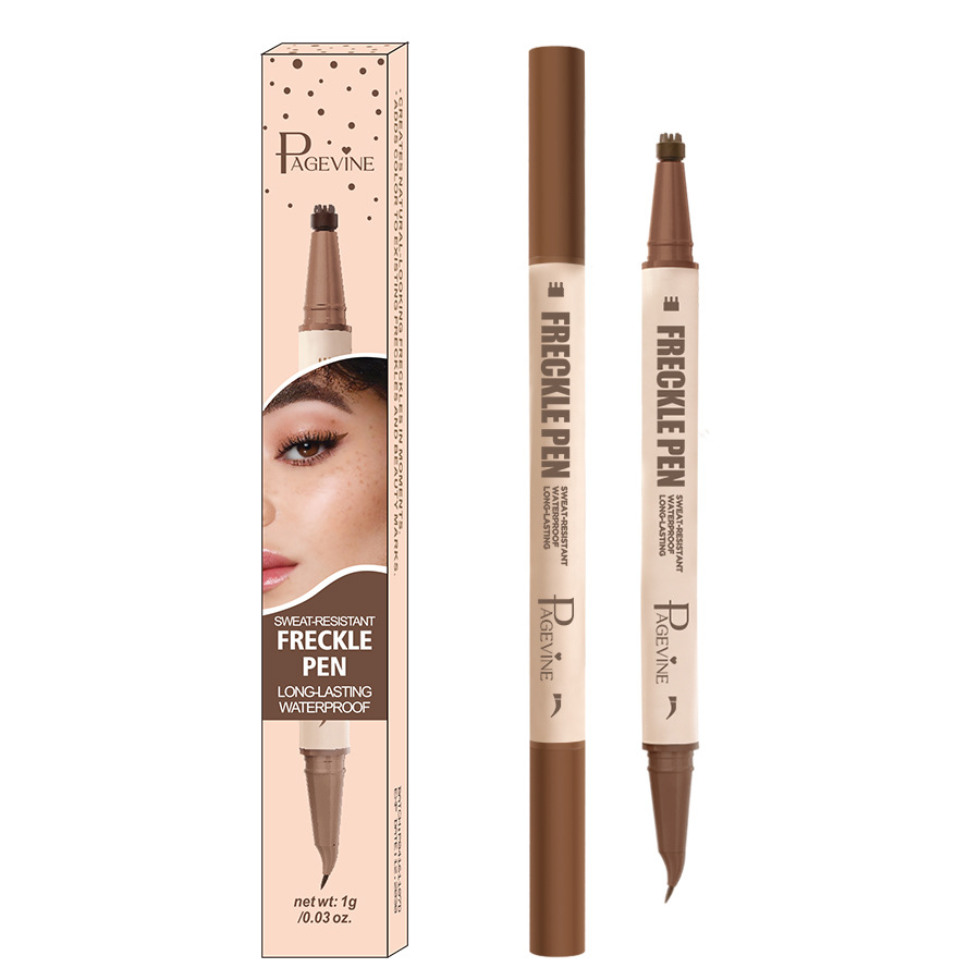 Transfronterizo PAGE VINE marrón de doble cabeza delineador de ojos, color suave y natural, sello de pecas, comercio exterior