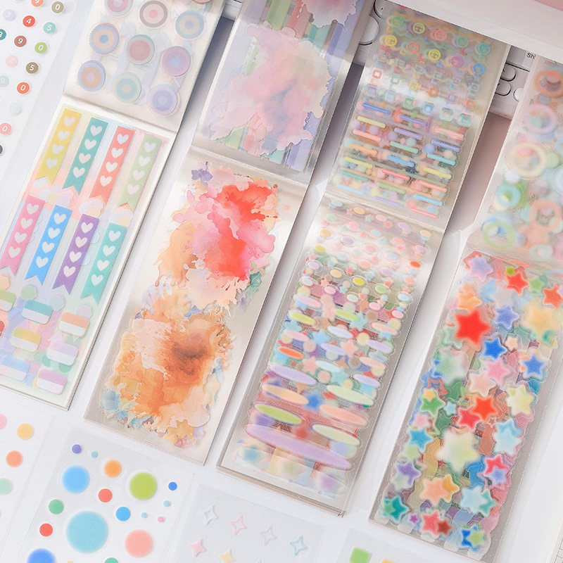 Etiquetas Historias transparentes pegatinas impermeables pet diy diario pegatinas transfronterizas pegatinas geométricas básicas