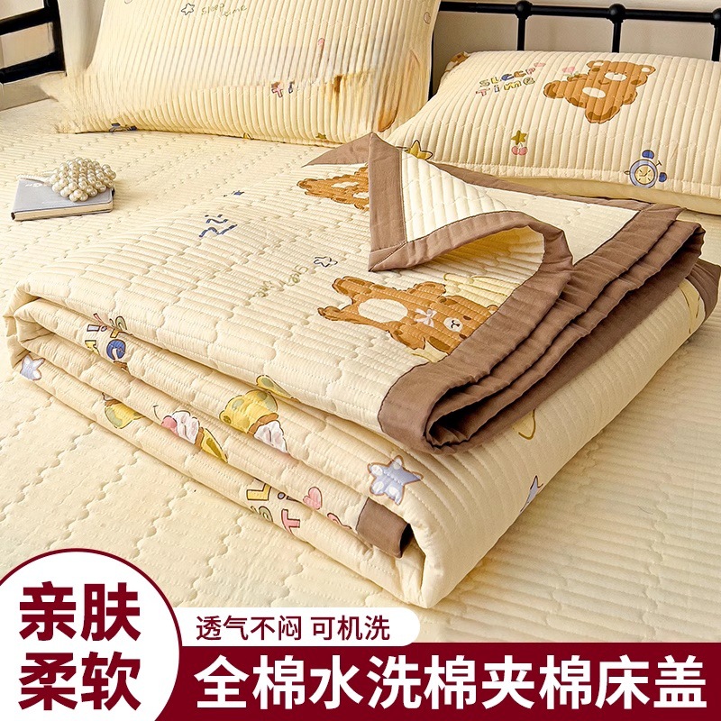 Tapa de cama de algodón de tres piezas para dormitorio de estudiantes sábanas de tatami para cuatro estaciones cubierta antideslizante individual