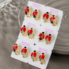 旭平 时尚合金电镀14k金色跨境欧美风滴油系列瓢虫耳扣耳环批发女