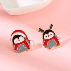 歐美簡約新年裝飾品滴油可愛企鵝胸針女情侶胸針兒童新年禮物