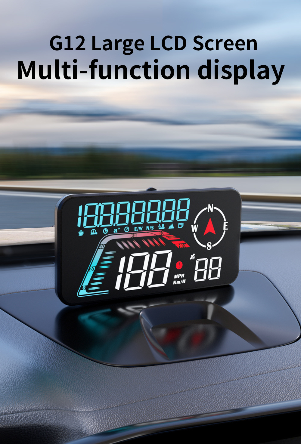 Universal Car HUD Head-Up Display, Beidou GPS Car Driving Direction and Time Display, New Cross-Border Model