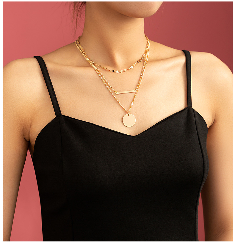 Fashion Simple Round Brand Clavicle Chain Retro Multi-layer Necklace Jewelry display picture 1