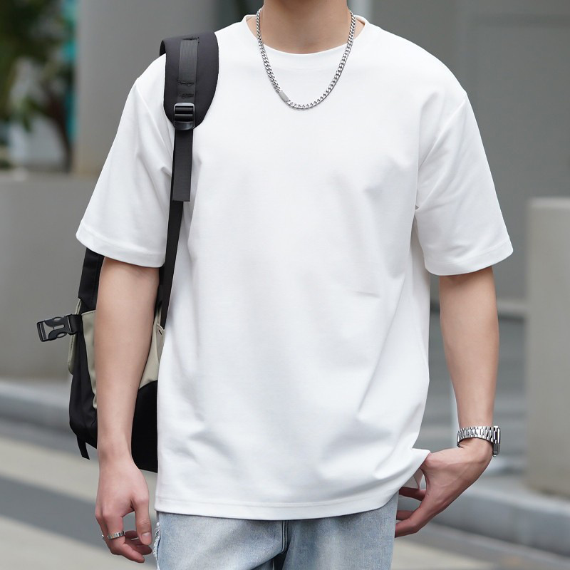 Pure Cotton Round Neck Short Sleeve T-shirt Heavy Solid Color Half Sleeve Loose Top Custom Work Clothes Printing LOGO Advertising Shirt