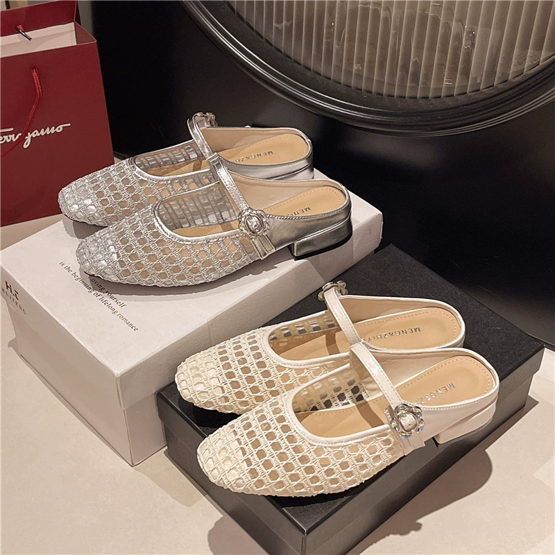 Женские летние босоножки Мэри Джейн с французским плетением, открытым носком, квадратным каблуком, низким и толстым каблуком, в ретро стиле.