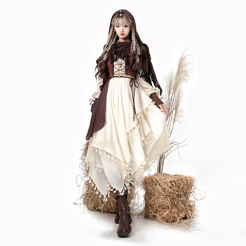 Оригинальное блуждающая ведьма Лолита женское платье Главная талия Плащ Ежедневная милая юбка Lolita 6986