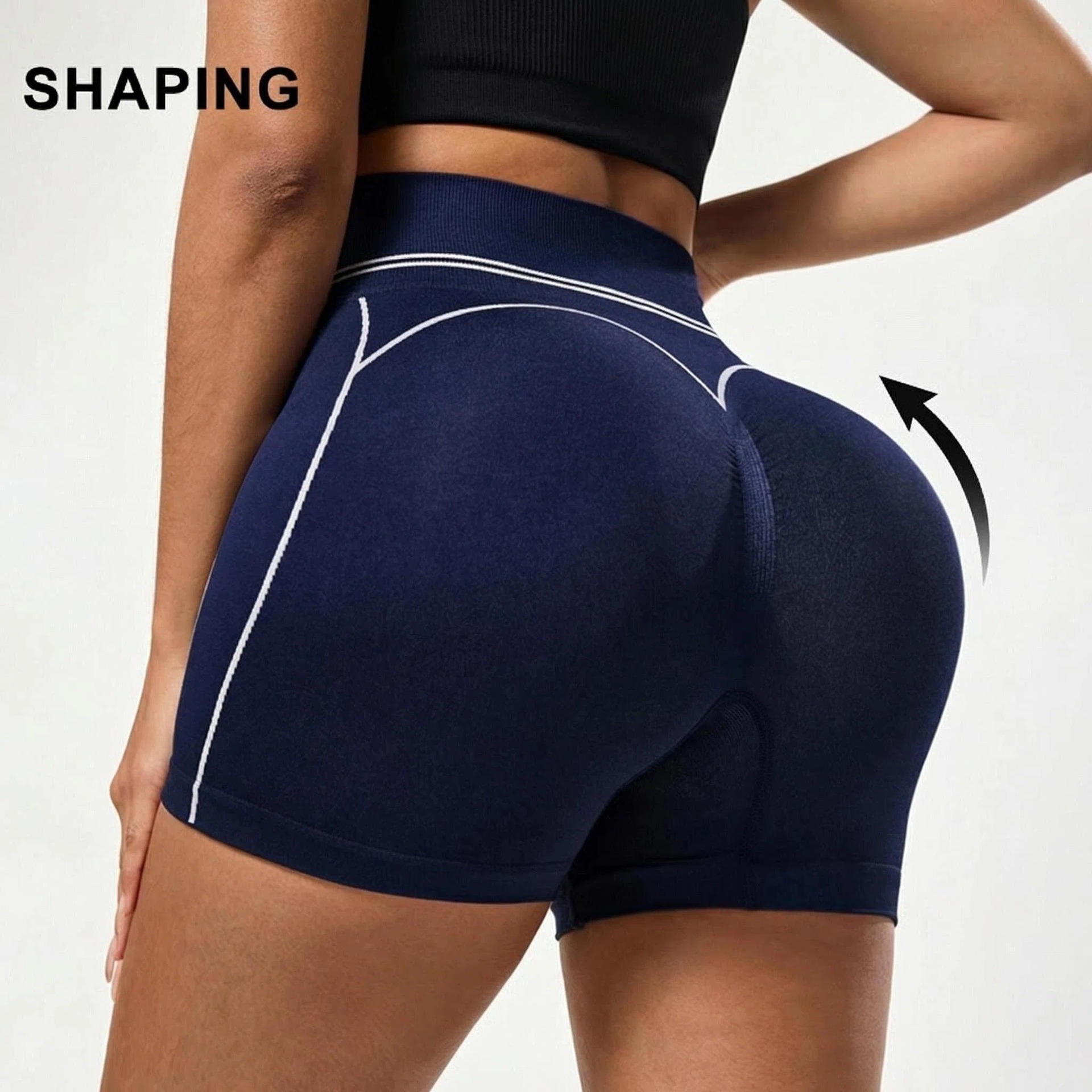 Pantalones cortos deportivos personalizados transfronterizos, cintura alta, cadera desnuda, pantalones de yoga secos rápidos, pantalones deportivos europeos y estadounidenses