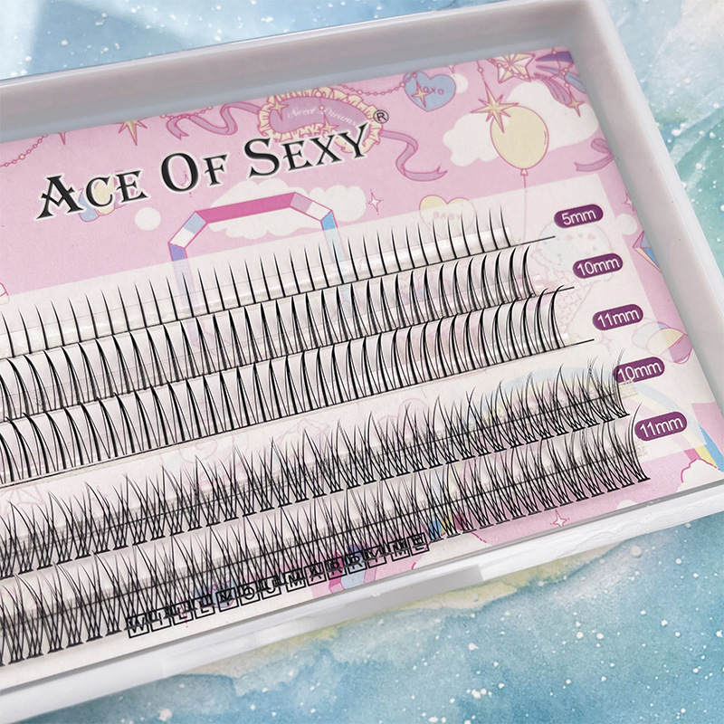 Pelo de hadas cola de pez tipo una flor mixta pelo pestañas postizas segmento suave natural cinco filas Injerto de pestañas plantación de pestañas