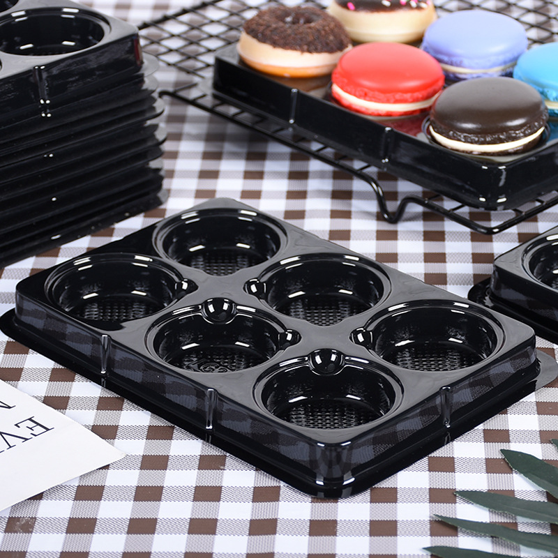 Engrosado xue mei niang caja de embalaje de yema de huevo crujiente caja de embalaje de 6 piezas transparente 6-rejilla hornear macron anciana pastel blister caja