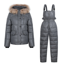 欧美背带套装棉服女新款冬季韩版时尚加厚保暖棉衣两件套棉袄外套