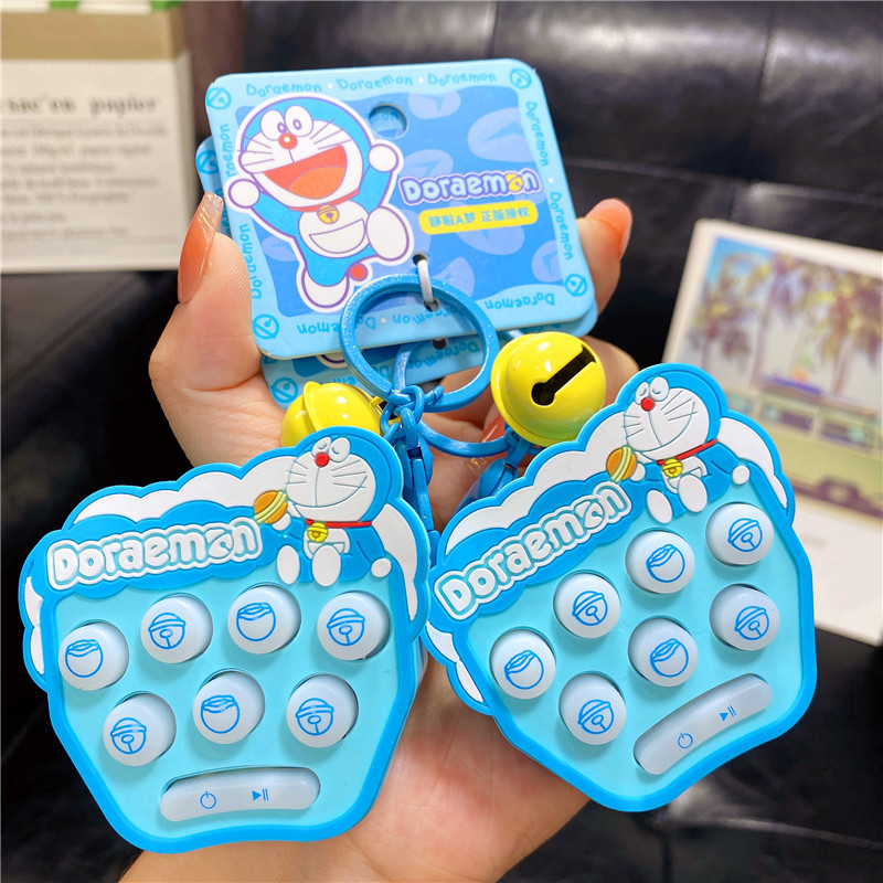 Genuine Doraemon decompression puzzle decompression mouse machine keychain couple's bag pendant Tinker Bell key chain
