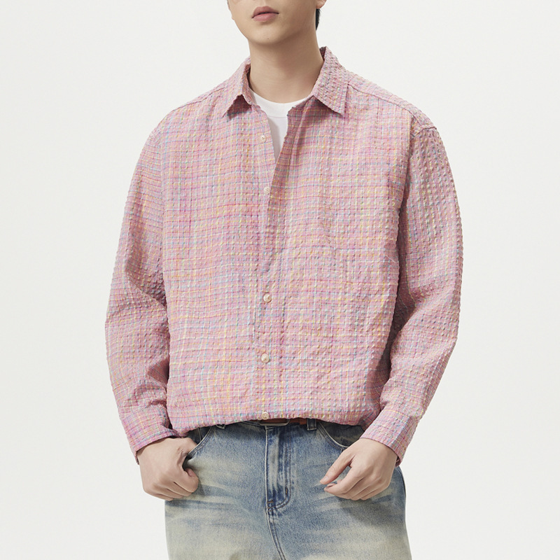 2026 Spring Old Money Style Seersucker Long Sleeve Shirt for Men, American Trend Loose Simple Light Luxury Casual Shirt 2026 Spring Old Money Style Seersucker Long Sleeve Shirt for Men, American Trend Loose Simple Light Luxury Casual Shirt