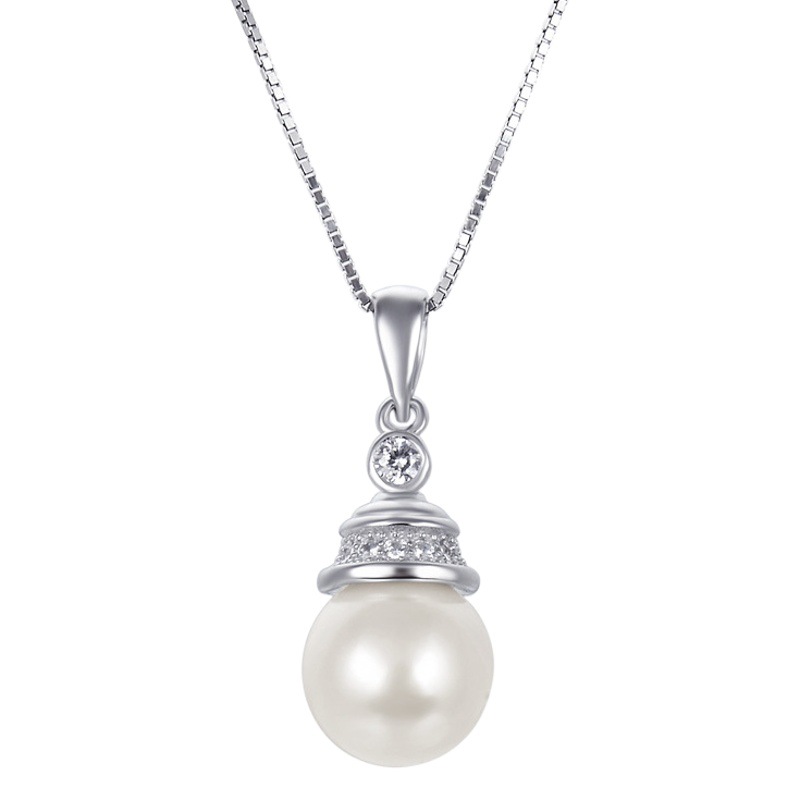 Estilo coreano nicho diseño clavícula cadena collar de perlas S925 plata esterlina moda todo fósforo diamante rebordear colgante para las mujeres