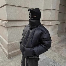 vintage美式短款立领棉服外套男潮高级感秋冬保暖棉袄子黑色棉衣