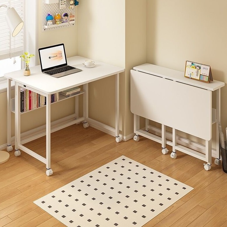 Movable computer desk, study table, home folding desk, student bedside table, simple office desk with wheels Movable computer desk, study table, home folding desk, student bedside table, simple office desk with wheels