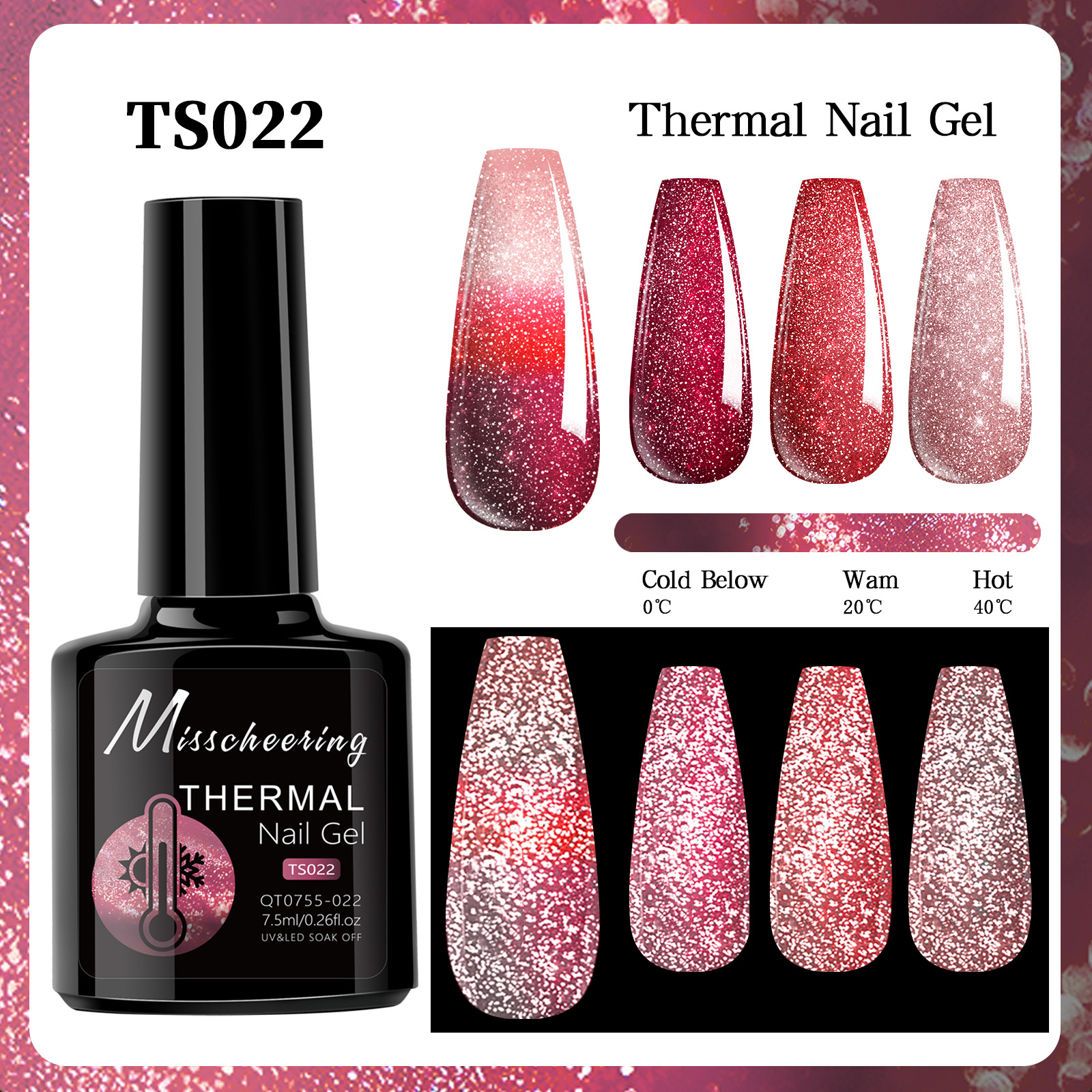 Esmalte de uñas de gel con efecto aurora que cambia con la temperatura, gel de diamante opal, gel de fototerapia de tres etapas que cambia con la temperatura, juego al por mayor.