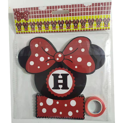 new pattern children birthday party Special-shaped Minnie Mickey Jacquard banner Cartoon decorate arrangement Banners wholesale