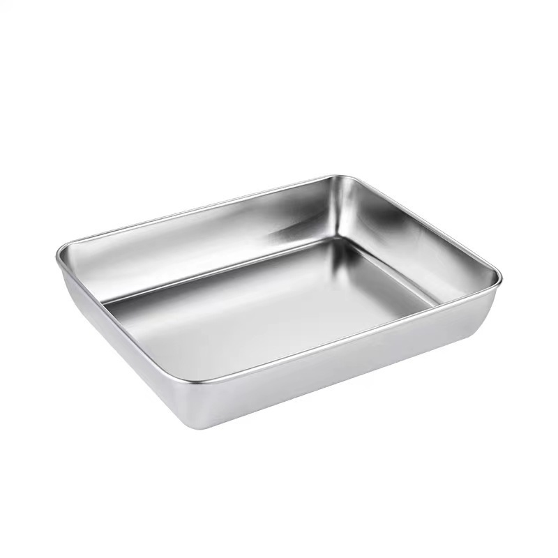 304日本式キッチンステンレス平角皿特厚長方形トレー焼き皿洗面器レストラン料理料理|undefined