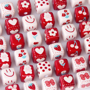Autumn and winter color sweet box beaded cartoon printing diy handmade mobile phone chain ins bracelet necklace material accessories