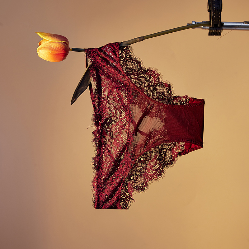Fábrica de ropa interior transfronteriza cintura baja ropa interior de mujer sexy encaje sexy ropa interior Tanga cruzada tentación transpirable mujeres