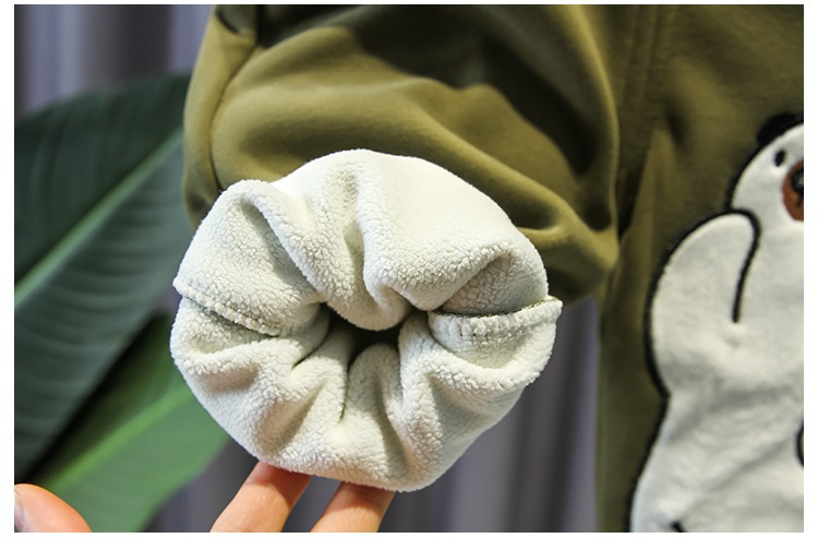 Boys Handsome Middle and Young Children's Baby 2023 New Winter Fashion Plush Thickened Sweater Western Style Two Piece_voghion.com