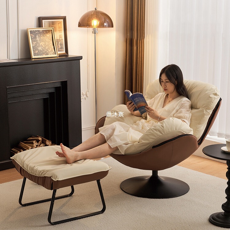 Modern Minimalist Single Eggshell Chair Sofa for Living Room, Home Use Lazy Chair, Designer Retro Leisure Swivel Sofa Chair